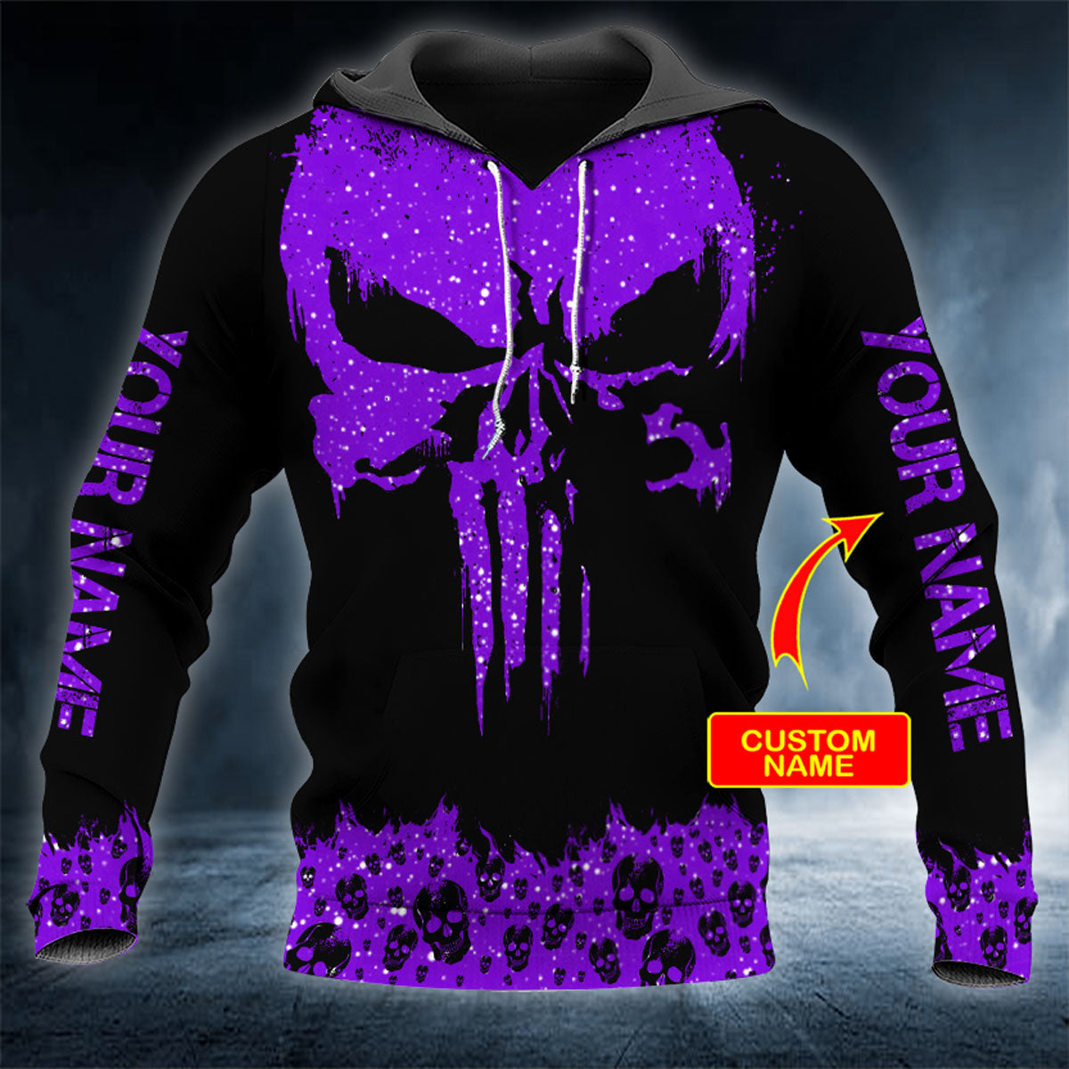 Violet Punisher Skull Personalized 3D All Over Printed Unisex Hoodie US Size