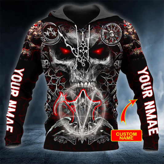 Satanic Compass Grim Reaper Skull Personalized 3D All Over Printed Unisex Hoodie US Size