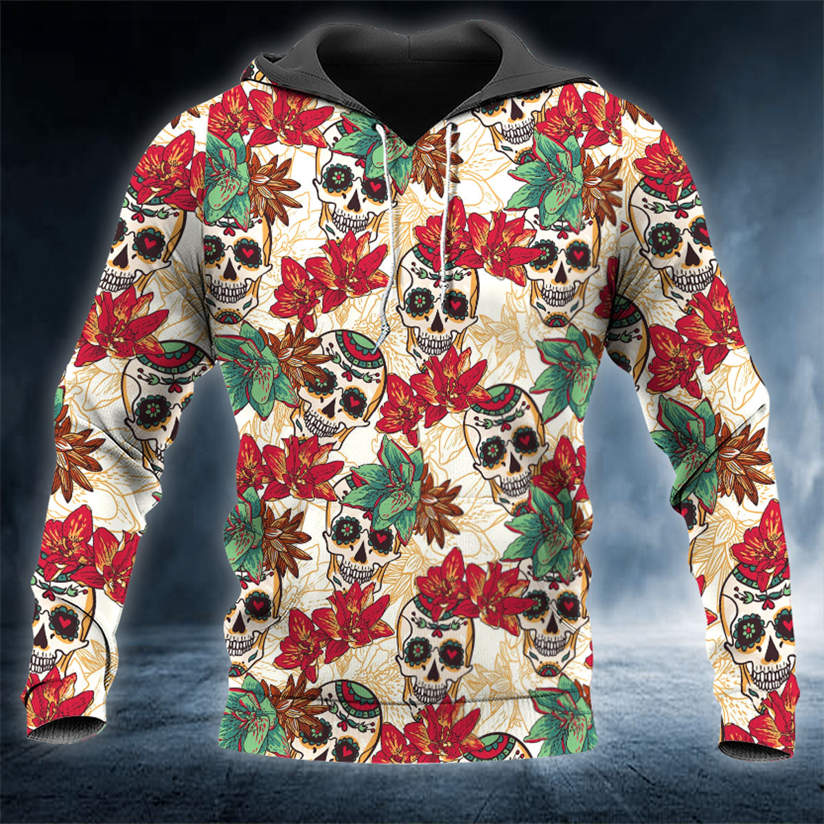 Flowers N Mexican Sugar Skull 3D All Over Printed Unisex Hoodie US Size