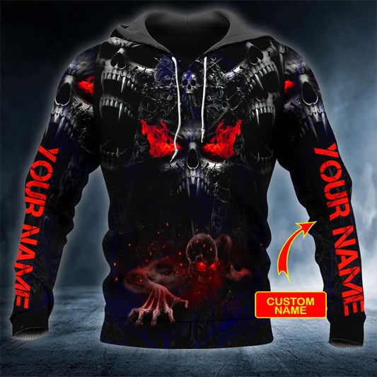 Fire Eyes Ghost Skull Personalized 3D All Over Printed Unisex Hoodie US Size