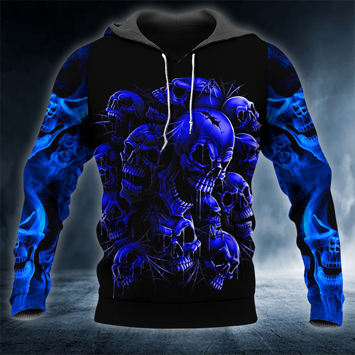 Pile Of Dark Blue Skull 3D All Over Printed Unisex Hoodie US Size