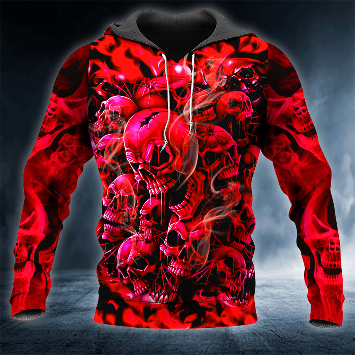 Pile Of Red Skull 3D All Over Printed Unisex Hoodie US Size