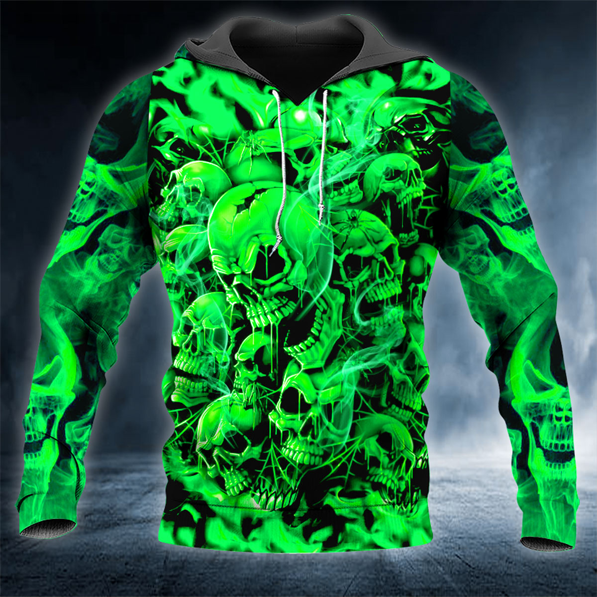 Pile Of Green Skull 3D All Over Printed Unisex Hoodie US Size