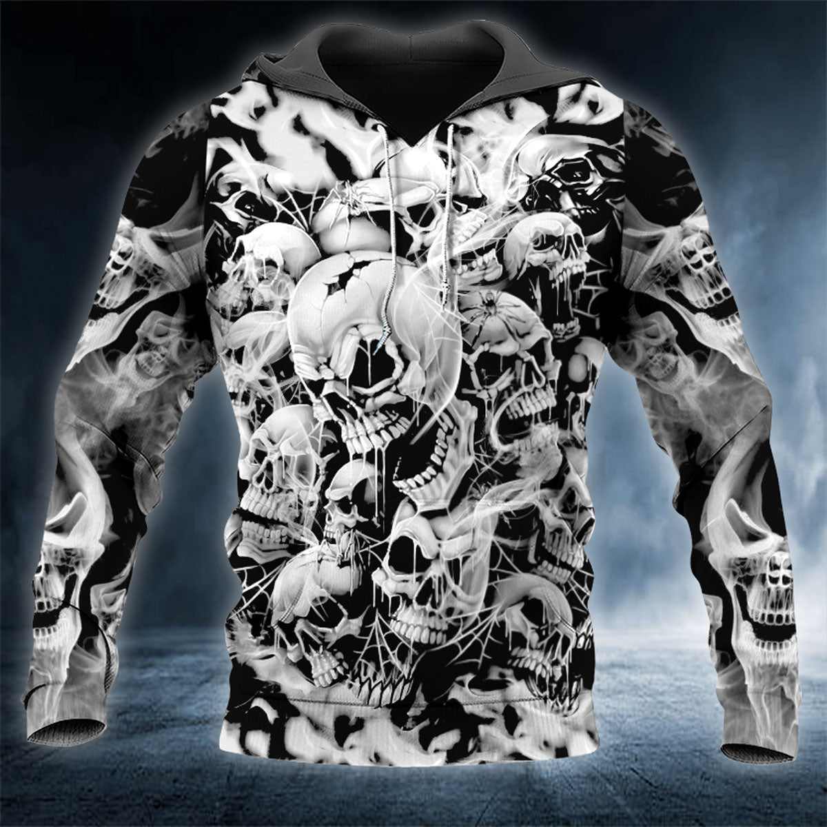 Black White Pile Of Ghost Skull 3D All Over Printed Unisex Hoodie US Size