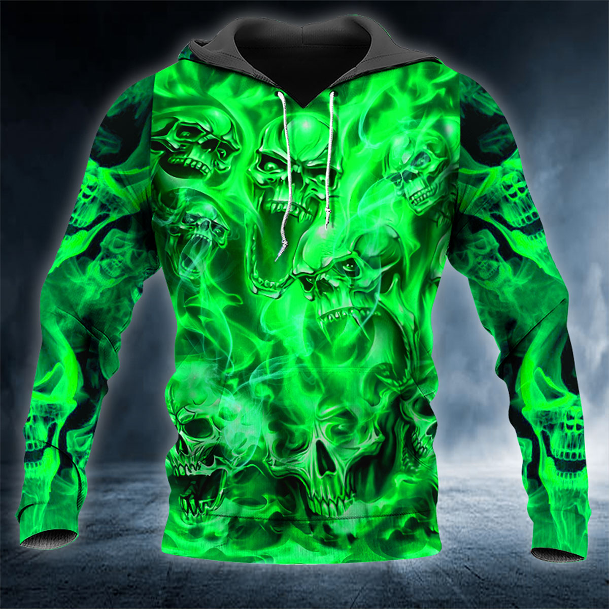 Neon Green Soul Eater Ghost Skull 3D All Over Printed Unisex Hoodie US Size