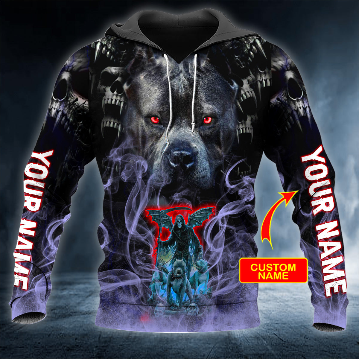 Guard Dog Gates Hell Grim Reaper Skull Personalized 3D All Over Printed Unisex Hoodie US Size