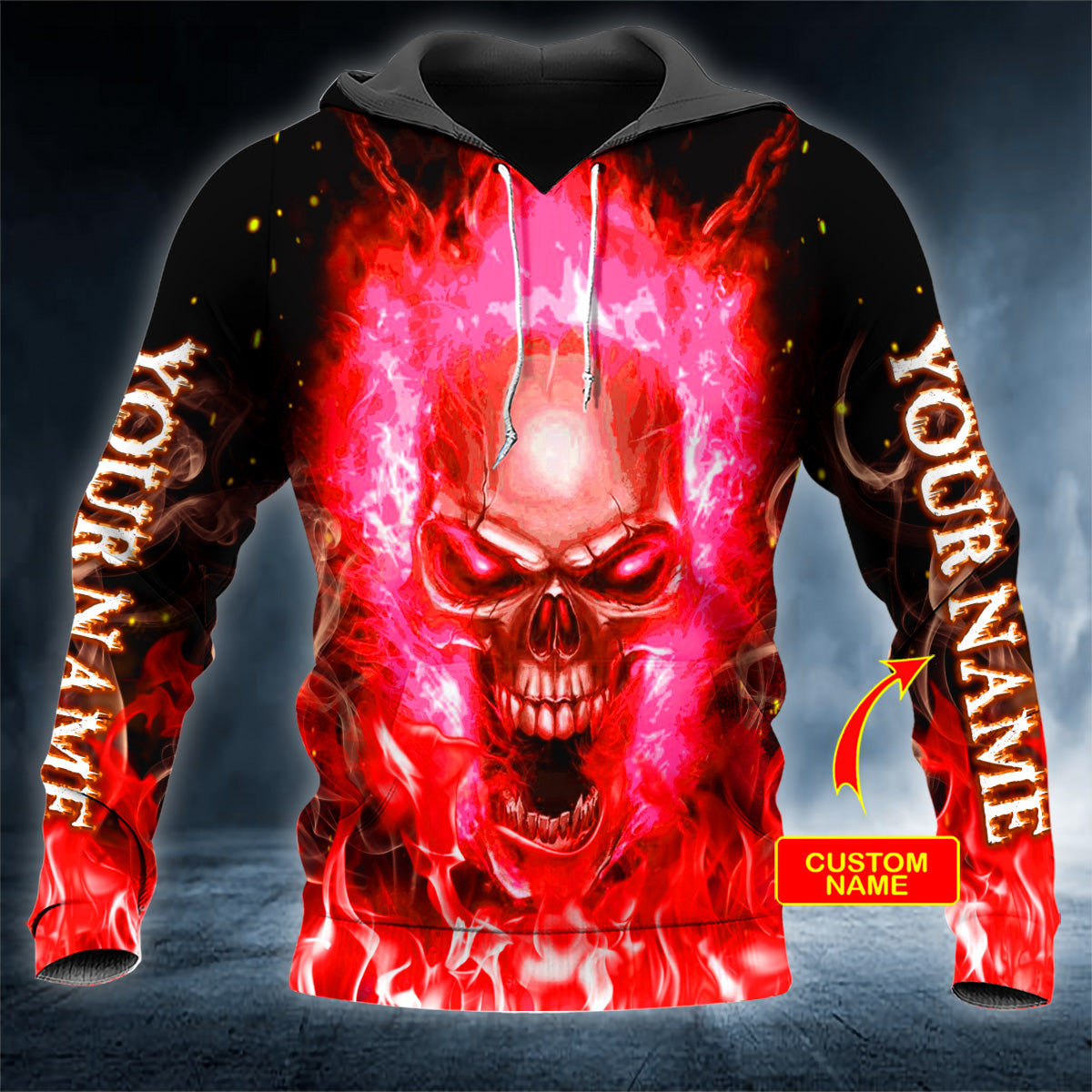 Angry Red Fire Skull Personalized 3D All Over Printed Unisex Hoodie US Size