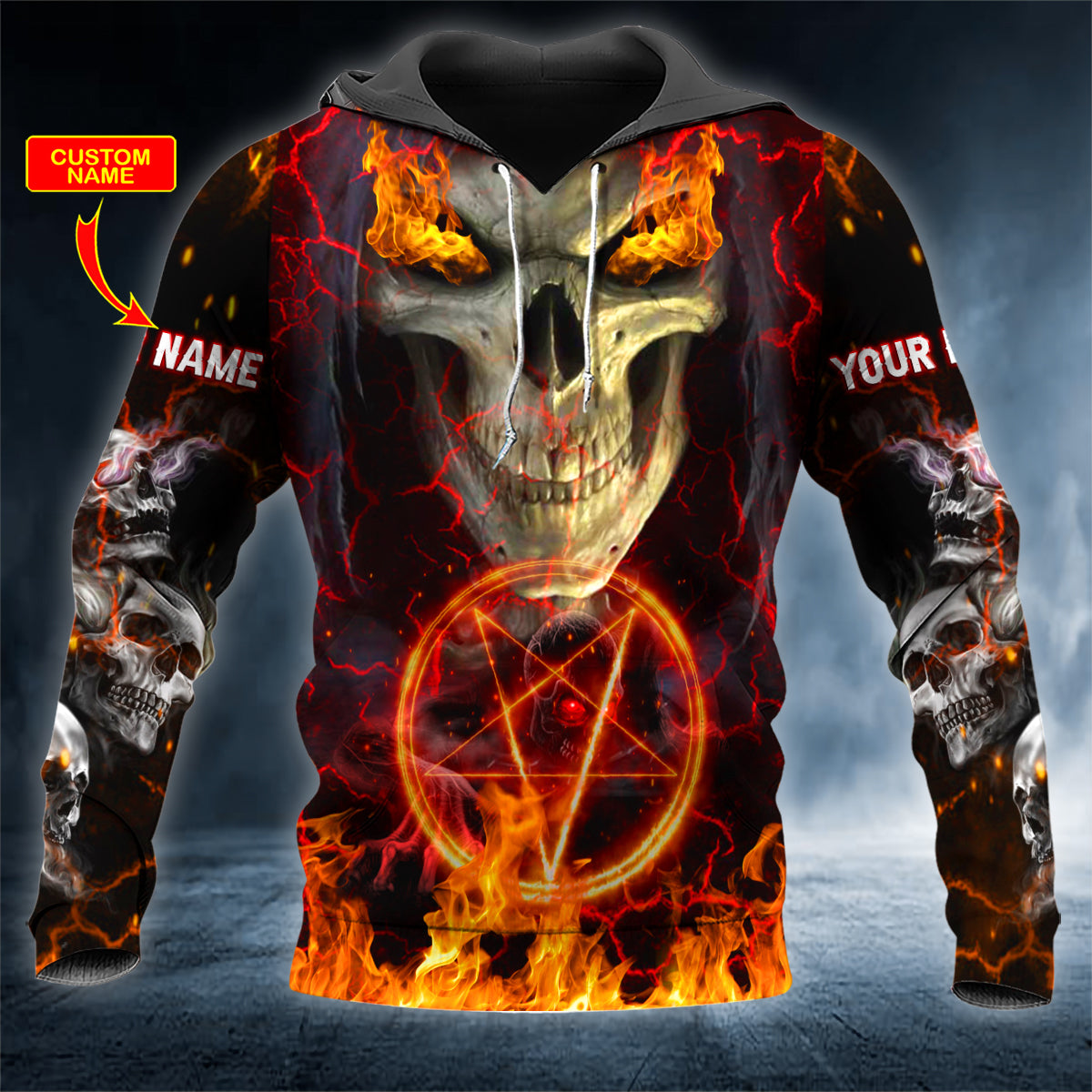 Grim Reaper Fire Eyes Skull Personalized 3D All Over Printed Unisex Hoodie US Size