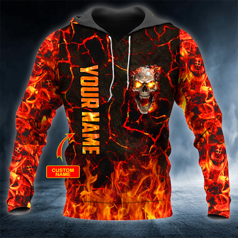 Blast Angry Fire Skull Personalized 3D All Over Printed Unisex Hoodie US Size