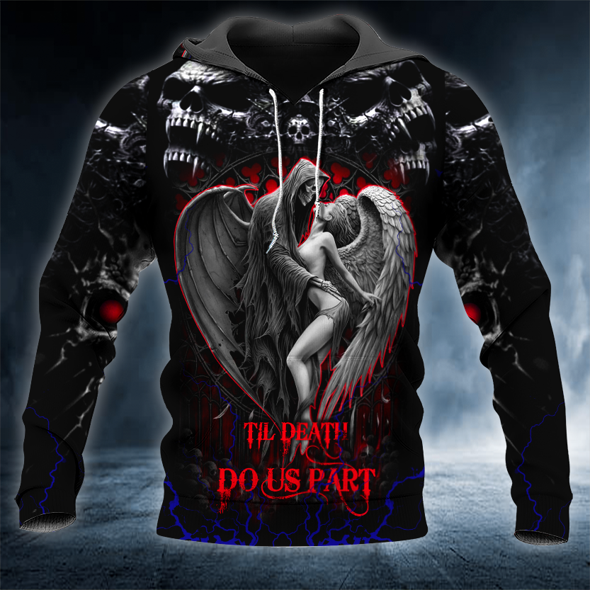 Till Death Do Us Part Forbidden Love Skull 3D All Over Printed Unisex Hoodie US Size