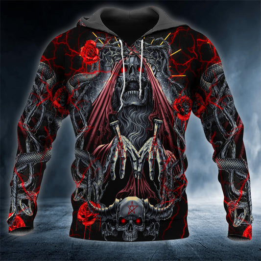 Malediction Black Magic Skull 3D All Over Printed Unisex Hoodie US Size