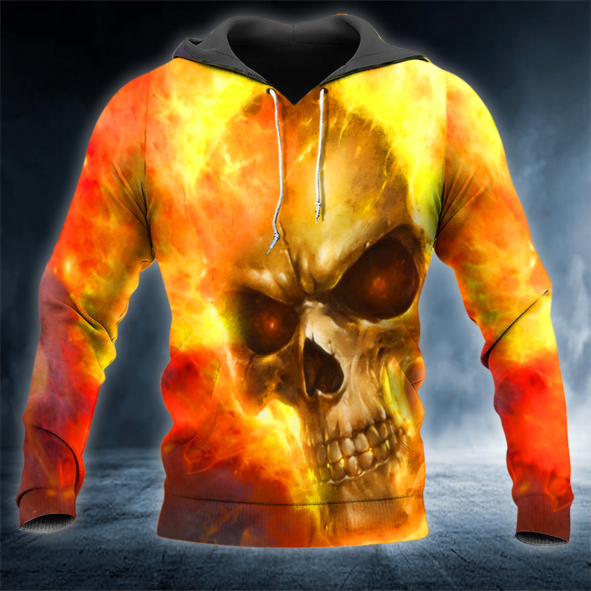 Ghost Fire Flaming Skull 3D All Over Printed Unisex Hoodie US Size