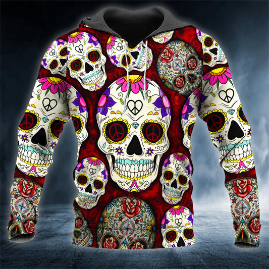 Grinning Sugar Skull 3D All Over Printed Unisex Hoodie US Size