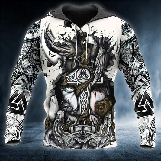 The Allfather Odin Viking Tattoo 3D All Over Printed Unisex Hoodie US Size