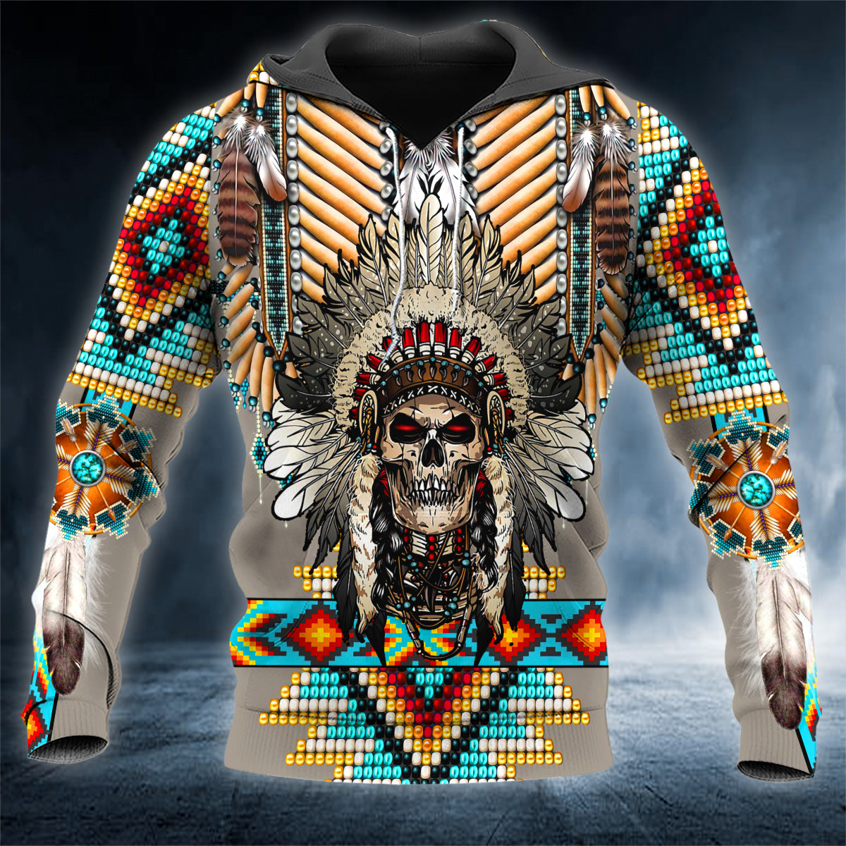 King Native Skull 3D All Over Printed Unisex Hoodie US Size