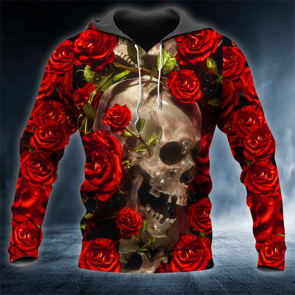 Rose Garden Marble Skull 3D All Over Printed Unisex Hoodie US Size