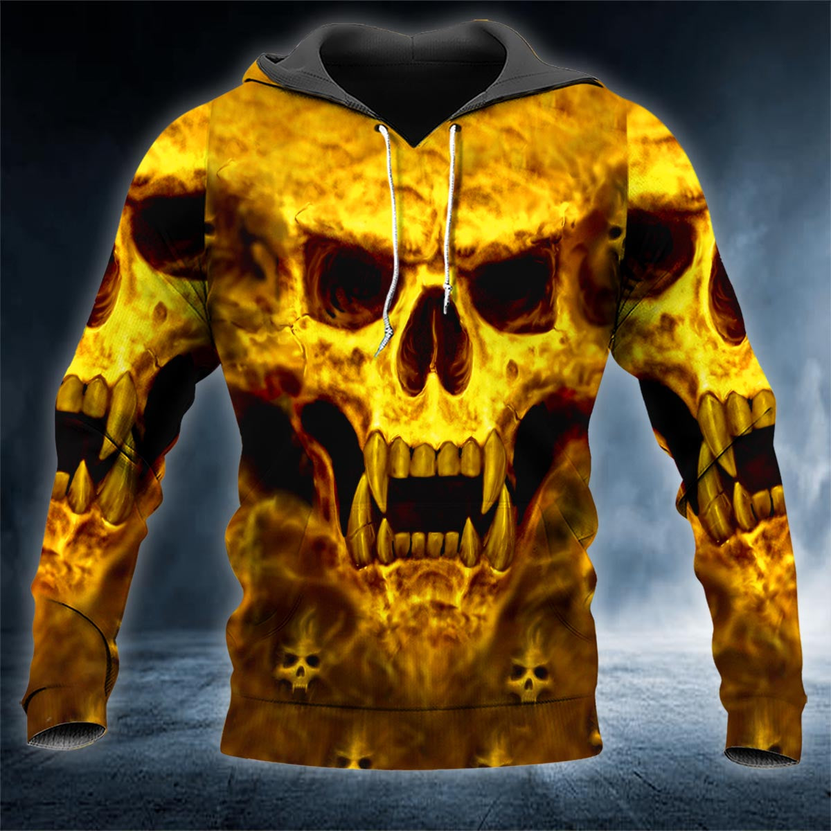 Yellow Vampire Skull 3D All Over Printed Unisex Hoodie US Size