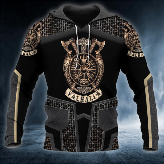 Valhalla Twin Axe Viking 3D All Over Printed Unisex Hoodie US Size