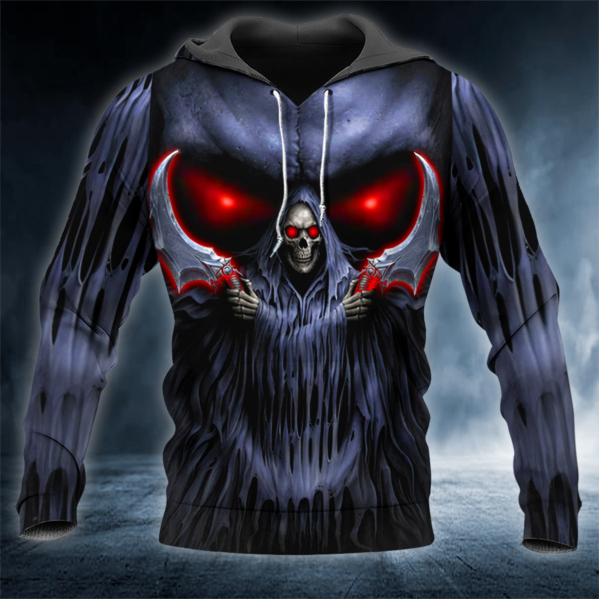 Double Death Grim Reaper Skull 3D All Over Printed Unisex Hoodie US Size