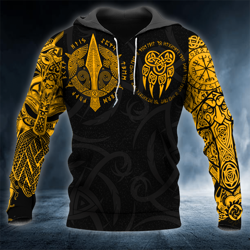 Celtic Bear Claws Viking Dragon Swords Tattoo 3D All Over Printed Unisex Hoodie US Size