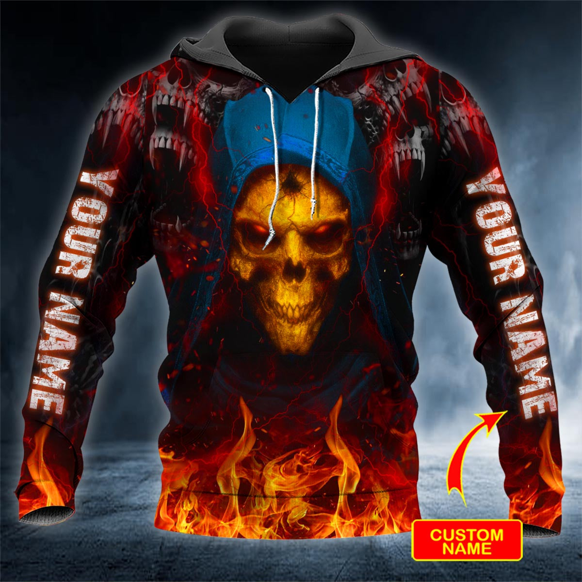 Diablo Devil Flame Skull Personalized 3D All Over Printed Unisex Hoodie US Size