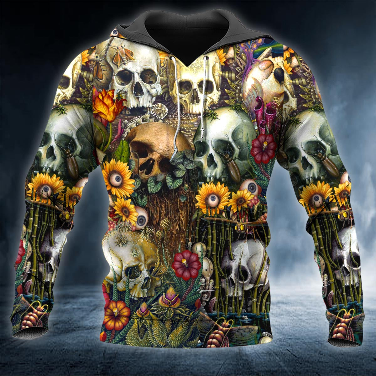 Nature Floral Insect Skull 3D All Over Printed Unisex Hoodie US Size