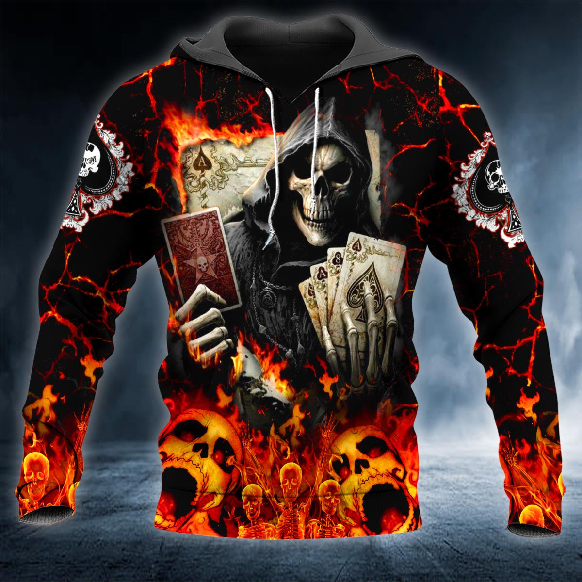 Ace Reaper Skull 3D All Over Printed Unisex Hoodie US Size