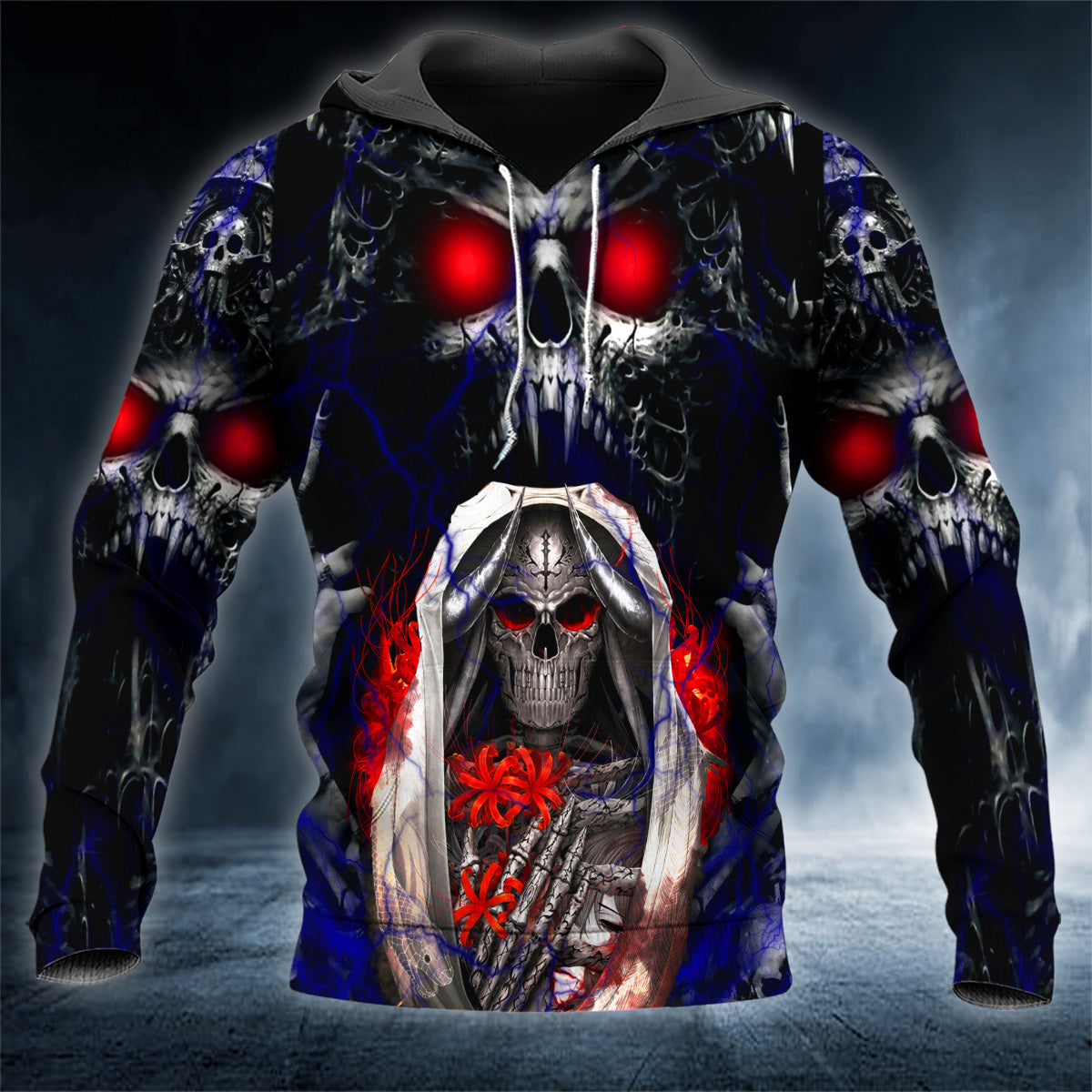 Malediction Skeleton Magic Ghost Skull 3D All Over Printed Unisex Hoodie US Size