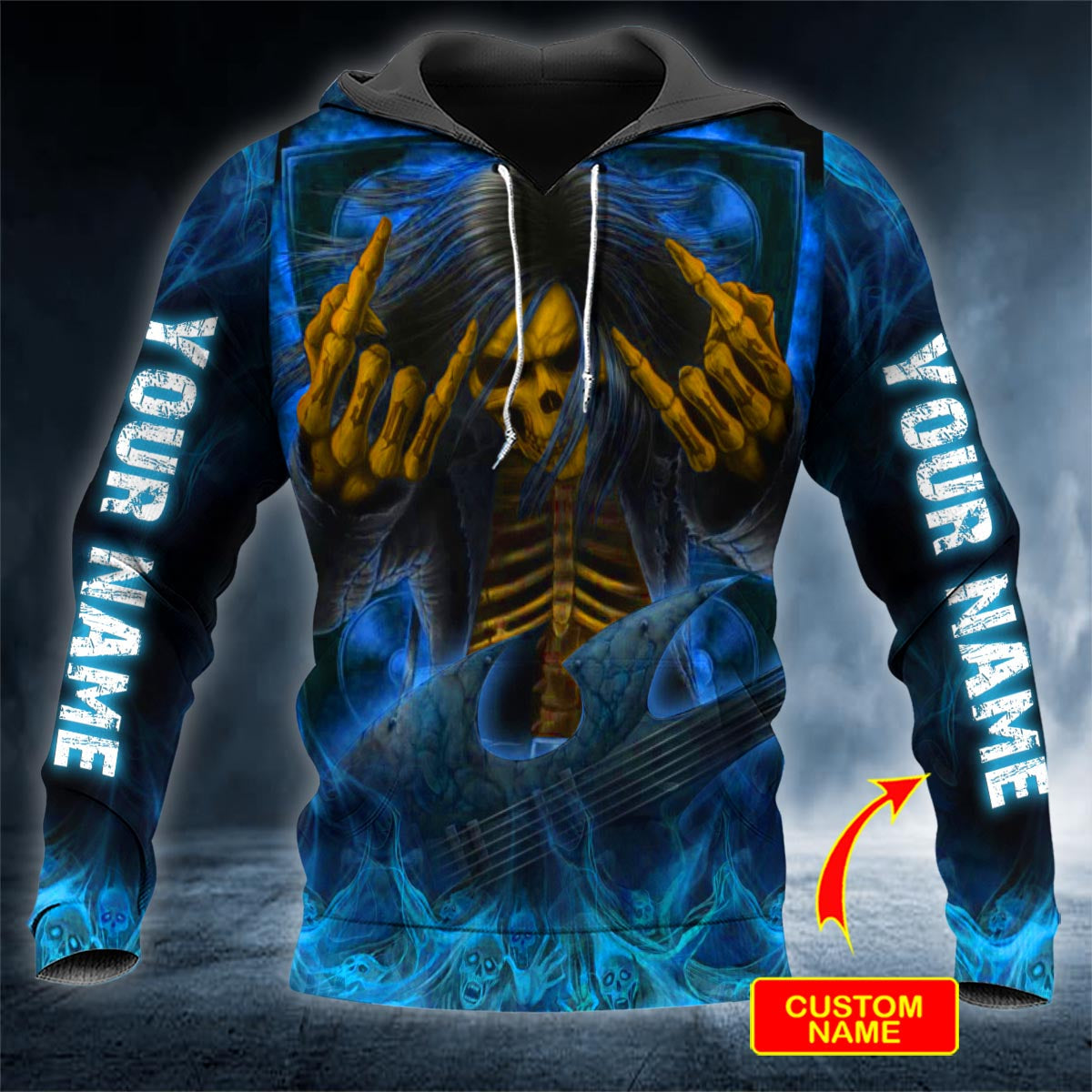 Rock Metal Till Death Electrical Guitar Skull Personalized 3D All Over Printed Unisex Hoodie US Size