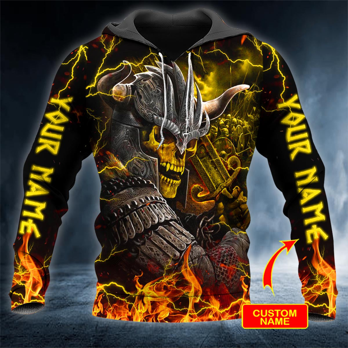 Glory Warrior Fire Skull Personalized 3D All Over Printed Unisex Hoodie US Size