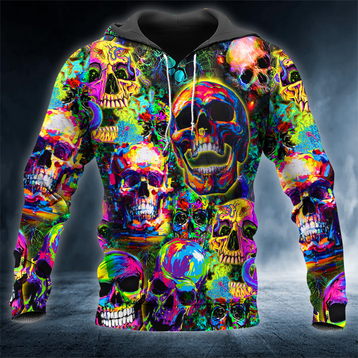 Colorful Abstract Trippy Skull 3D All Over Printed Unisex Hoodie US Size