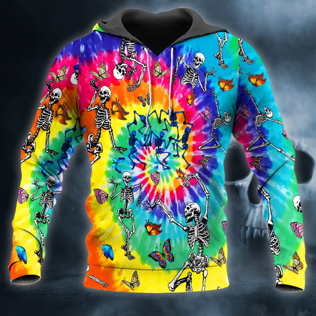 Colorful Funny Dancing Skeletons Skull 3D All Over Printed Unisex Hoodie US Size