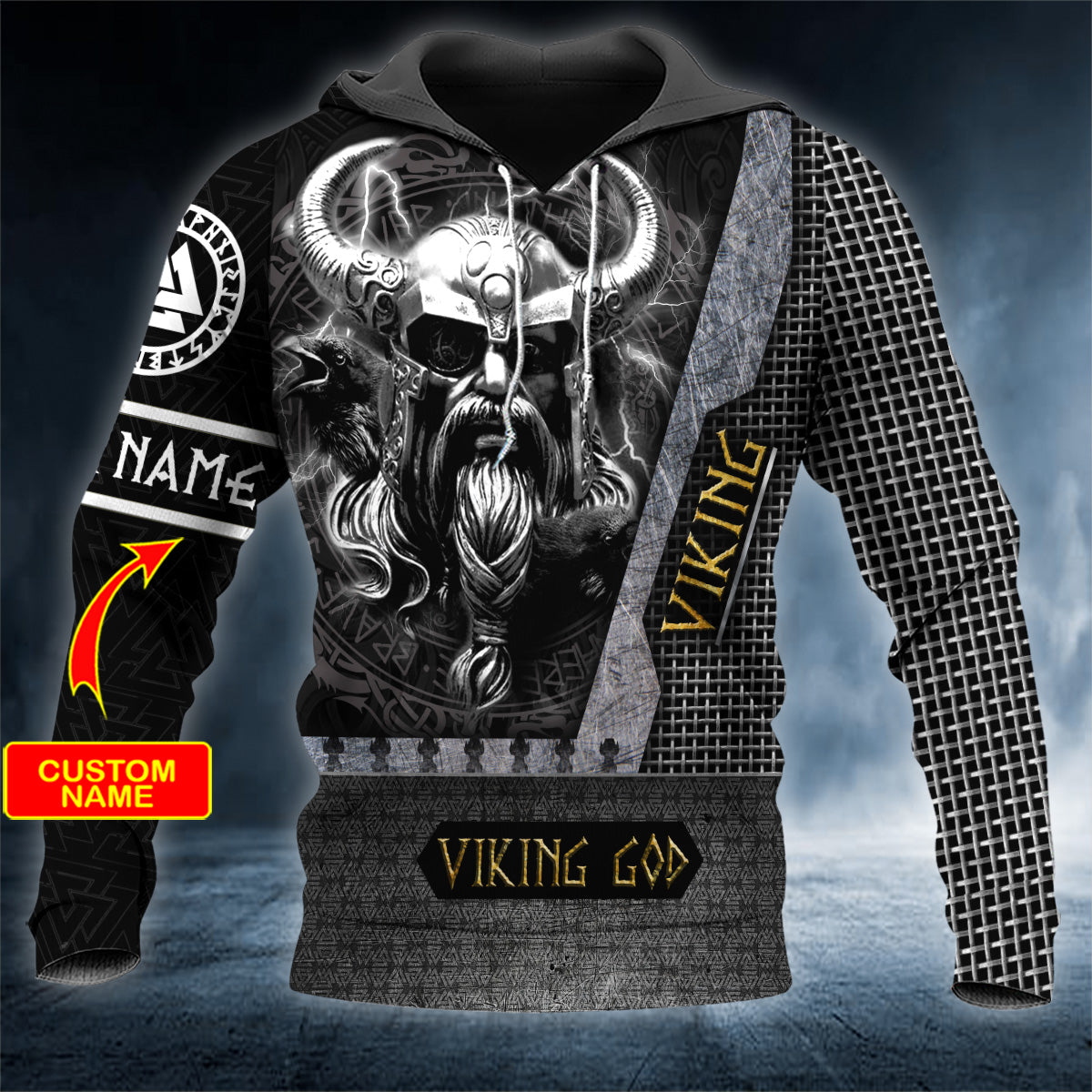 Odin King God Viking Personalized 3D All Over Printed Unisex Hoodie US Size