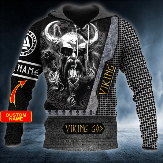 Odin King God Viking Personalized 3D All Over Printed Unisex Hoodie US Size