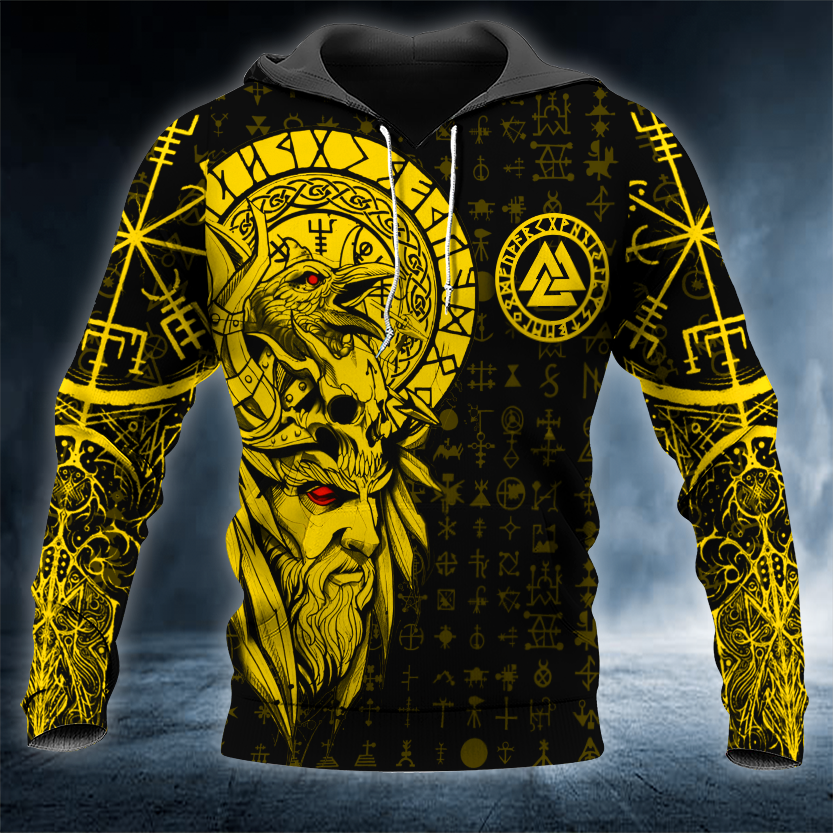 Eagle Odin King Viking Valknut Symbol Tattoo 3D All Over Printed Unisex Hoodie US Size