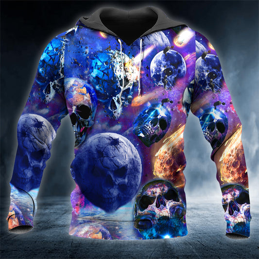 Universe Space Galaxy Skull 3D All Over Printed Unisex Hoodie US Size