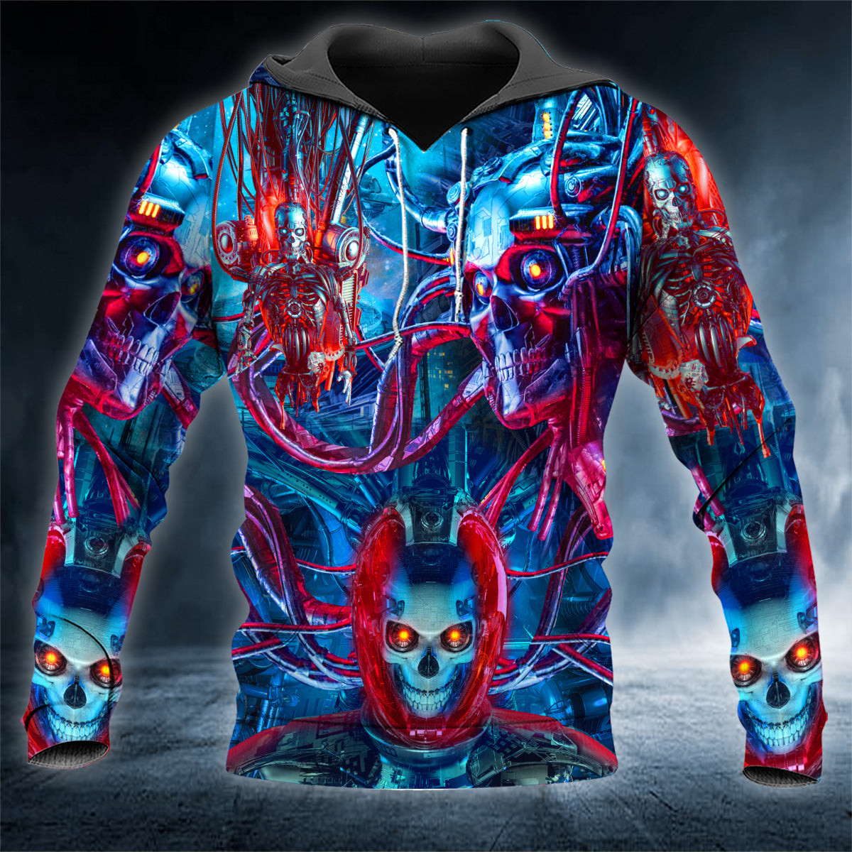 Fantasy Cyber Skull 3D All Over Printed Unisex Hoodie US Size