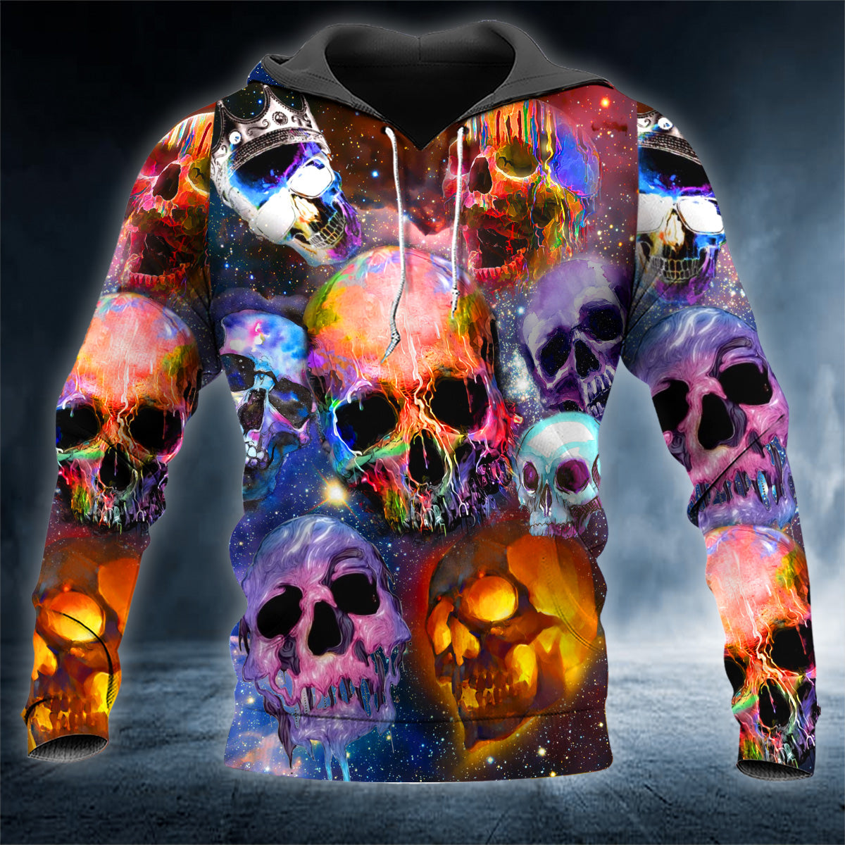 Abstract Galaxy Ghost Skull 3D All Over Printed Unisex Hoodie US Size