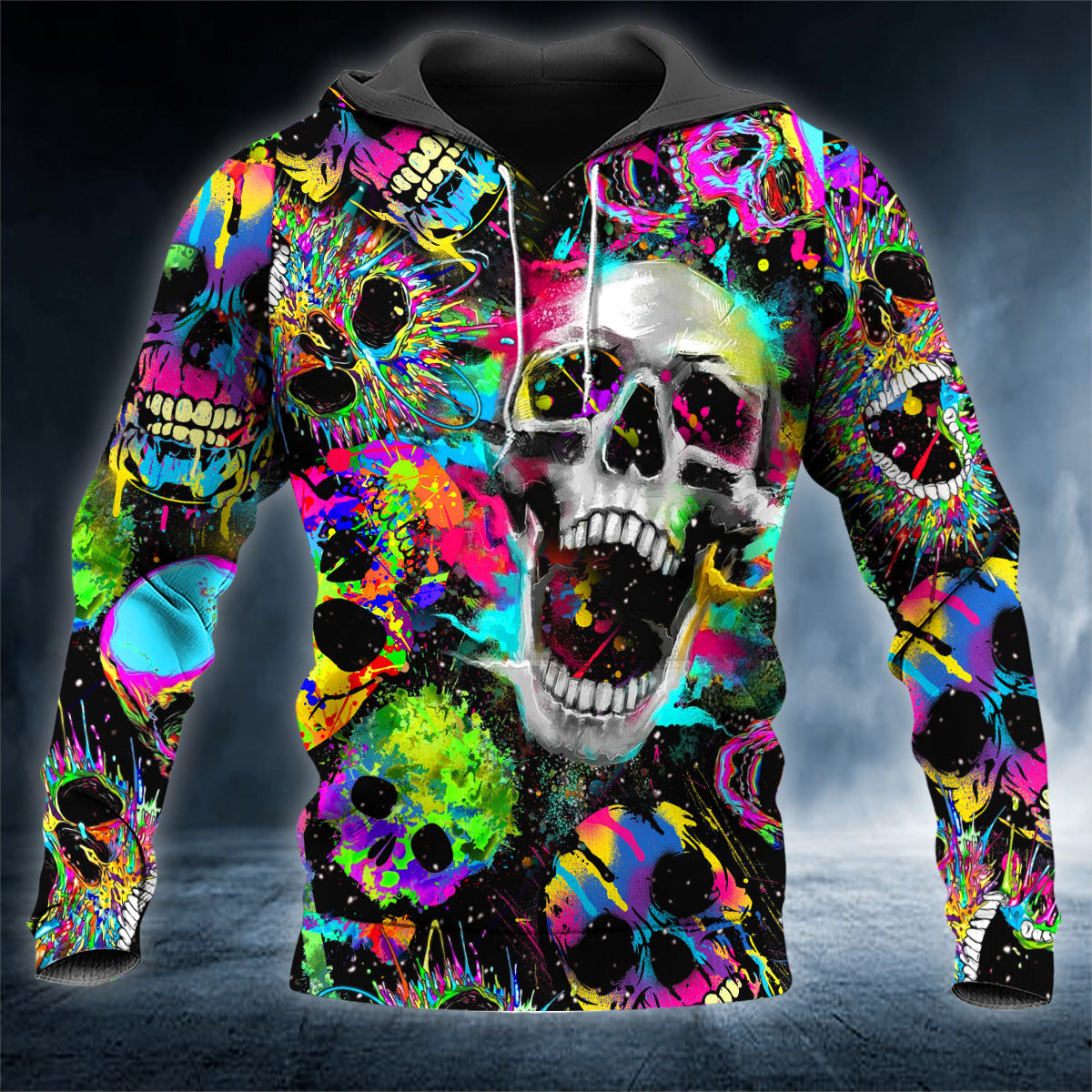 Colorful Soldier Skull 3D All Over Printed Unisex Hoodie US Size