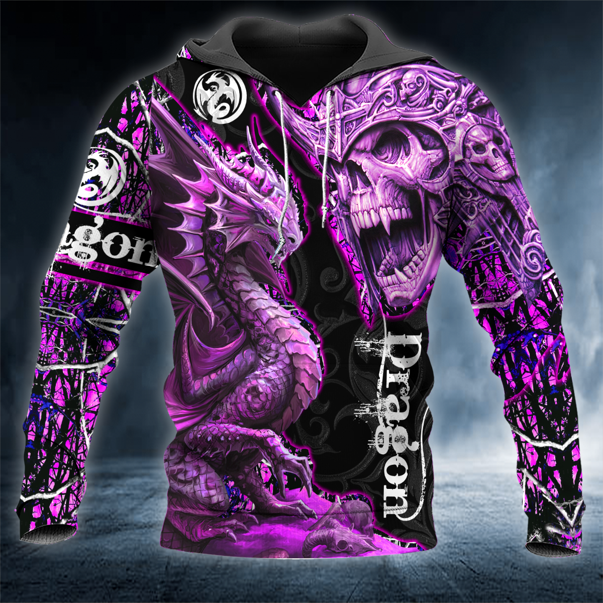 Purple Dragon King Viking 3D All Over Printed Unisex Hoodie US Size