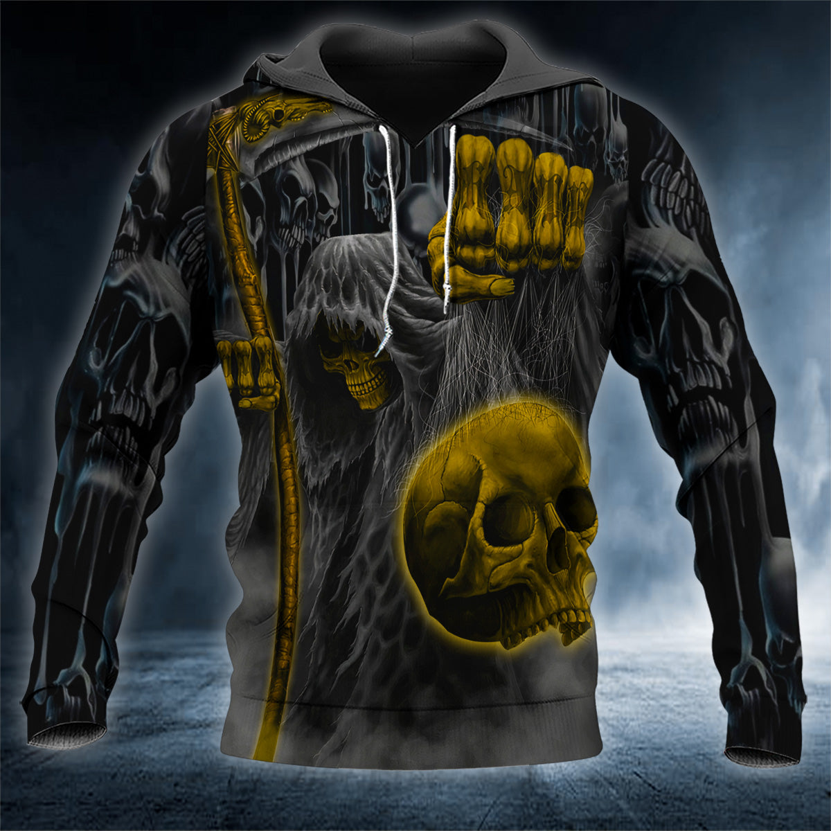 Crazy Killer Grim Reaper Skull 3D All Over Printed Unisex Hoodie US Size