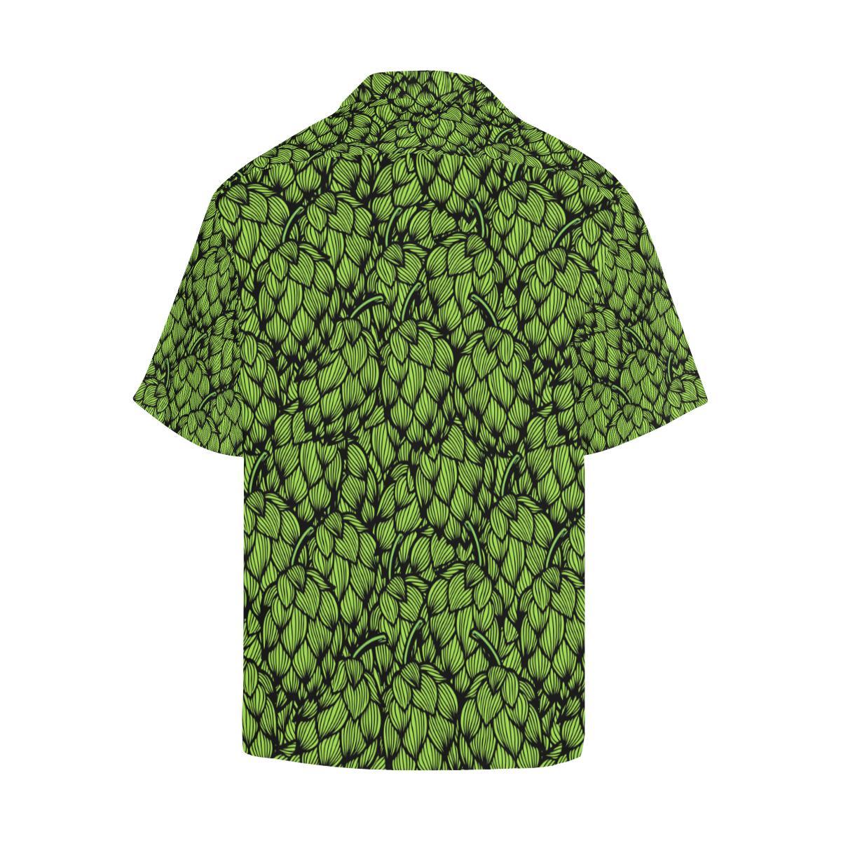 Green Hop Pattern Mens All Over Print Hawaiian Shirt