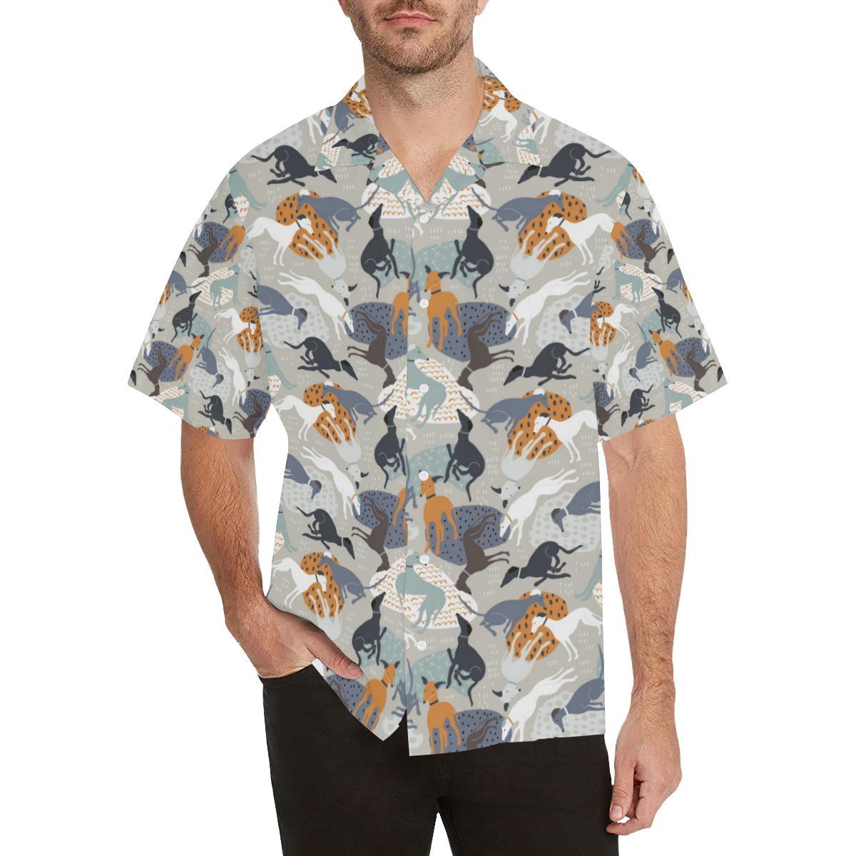 Greyhound Pattern Print Design 04 Mens All Over Hawaiian Shirt