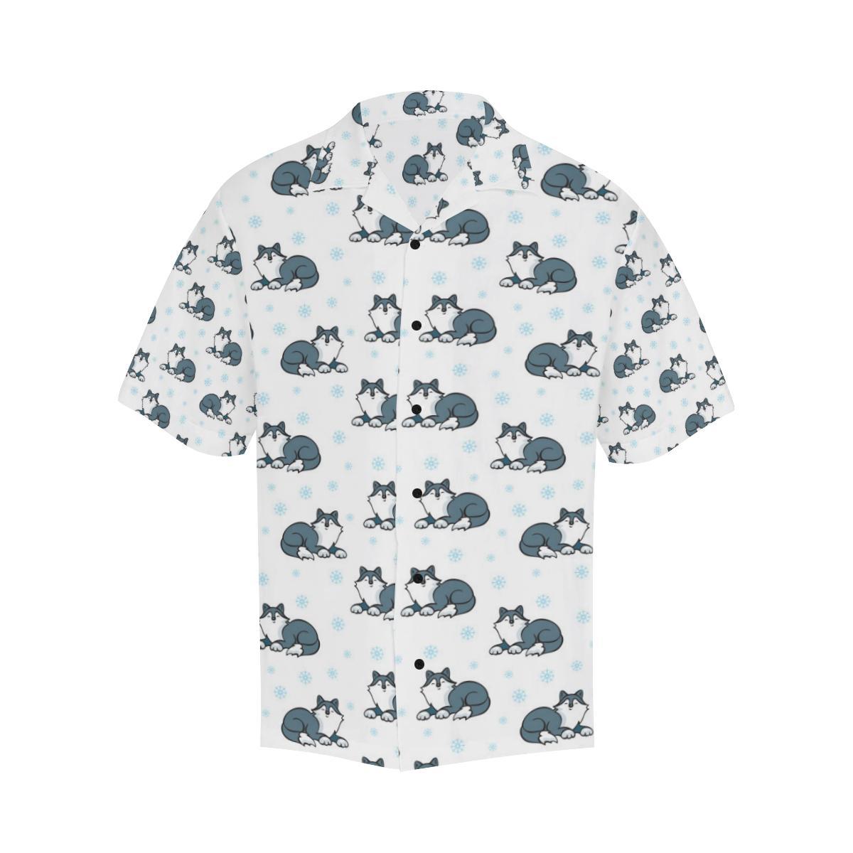 Alaskan Malamute Pattern Print Design Hawaiian Shirt