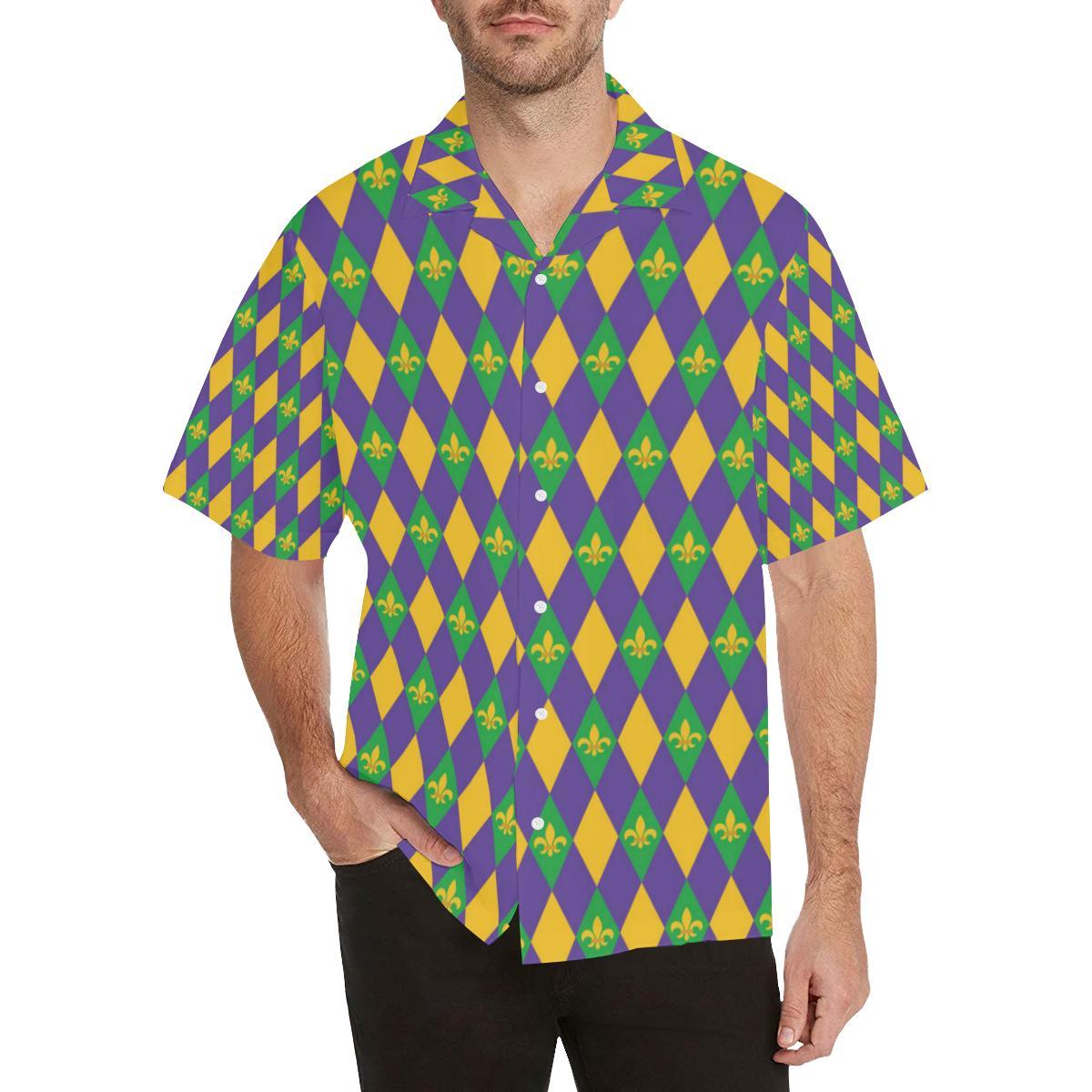 Mardi Gras Pattern Print Design Hawaiian Shirt