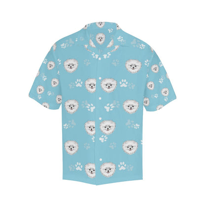 Pomeranian Pattern Blue Background Mens All Over Print Hawaiian Shirt