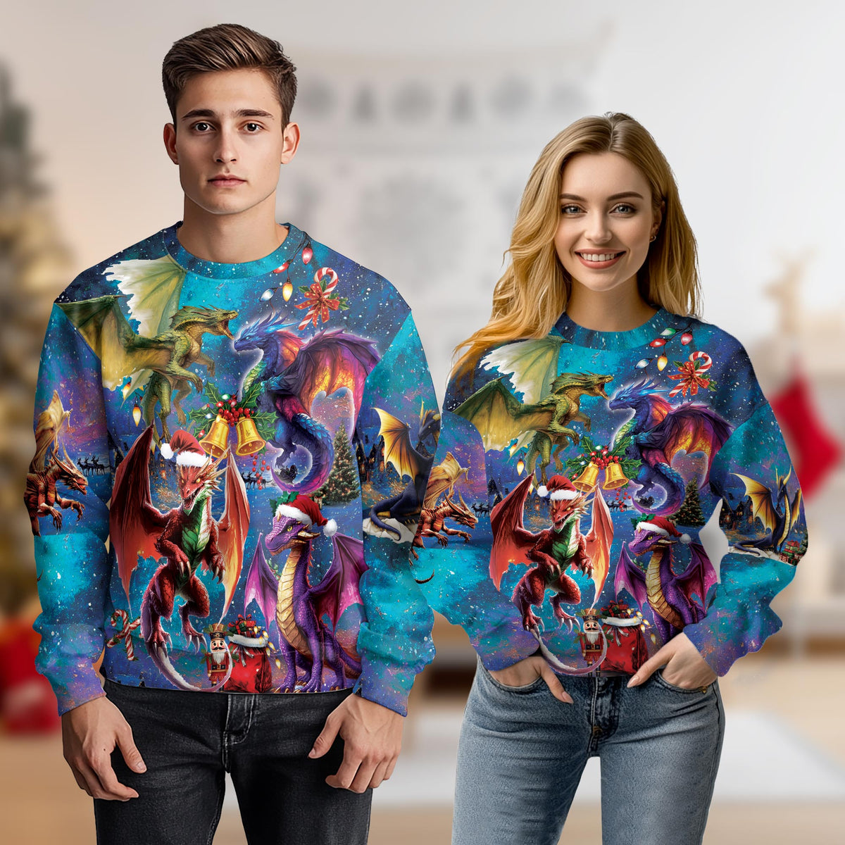 Dragon Christmas Sweatshirt – Christmas 3D All Over Print Design