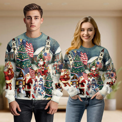 Vintage American Santa Christmas Sweatshirt – Christmas Vintage 3D All Over Print Design
