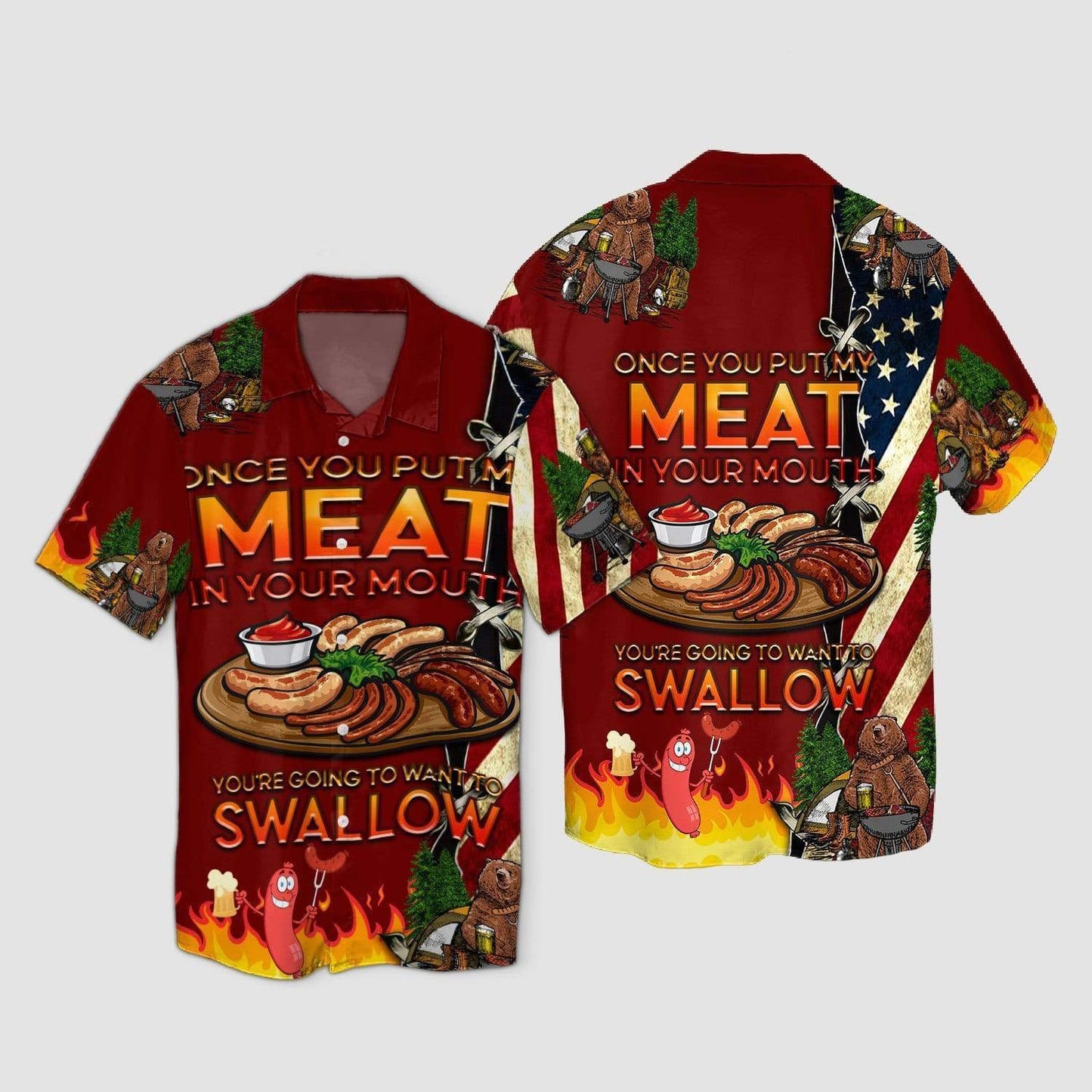 Camping Bear Put My Meat Want To Swallow Hawaiian Shirt | For Men & Women | Adult | HW4174