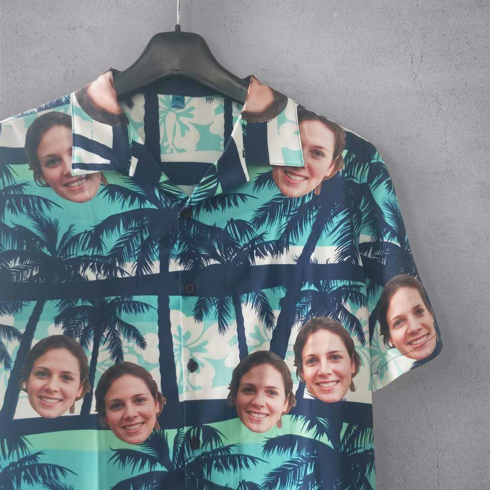 Personalised Christmas Shirts Australia Custom Face Coconut Tree Men's All Over The Print Hawaiian Shirt